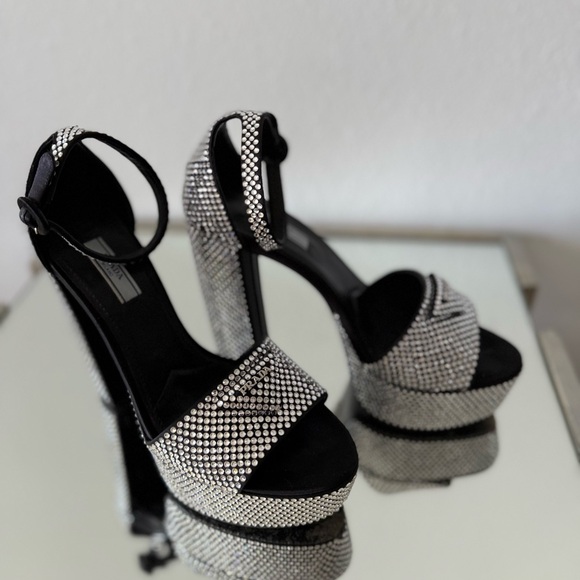 EUC PRADA Embellished satin platform sandals $2,100 39 - Picture 13 of 17